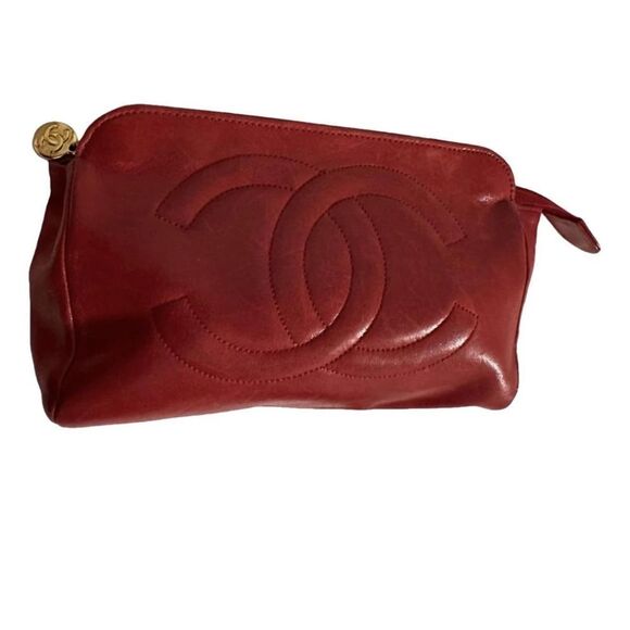 Chanel red leather big pouch - Picture 12 of 16